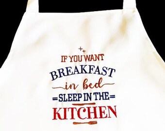 Embroidered Mothers Day Apron, If you want Room Service Sleep in the Kitchen, Mothers Day Gift, Kitchen Apron, Mom Gift, Friend Gift A125