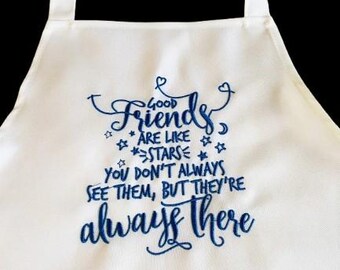 Embroidered Friend Apron, Mothers Day Apron, Bestie Apron, Mothers Day Gift, Kitchen Apron, Friend Gift A124