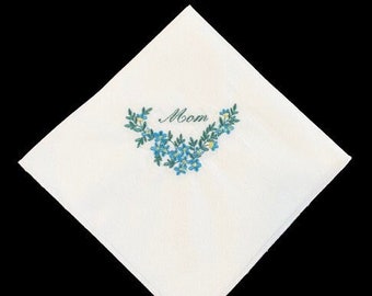 Mother Handkerchief, Embroidered Handkerchief, Cotton Handkerchiefs, Mothers Day Gift, Mom Handkerchief, Wedding Handkerchief WHE31
