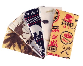 Mens Handkerchiefs, Set of 5, Outdoor Print Handkerchiefs,Flannel Handkerchiefs,Reusable Tissues,Fathers Day Gift,Unisex Handkerchiefs MH631