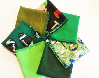 Boys Handkerchiefs, Set of 7, Child Prints Flannel Handkerchiefs, Reusable Tissues, Paperless Hankies, Unisex Hankies,Lunchbox Napkins MH621