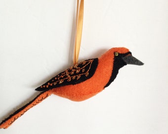 Felt Bird Ornament, Baltimore Oriel Ornament, Handmade Christmas Ornament, Felt Christmas Ornament,Christmas Decoration,Felt Ornament CTO271