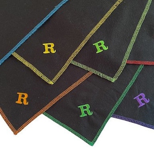Handkerchiefs,  Monogrammed Handkerchiefs,Set 5,Gender Neutral Handkerchiefs, Flannel Handkerchiefs,Reusable Tissues,Paperless Tissues MH680