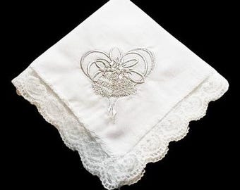 Embroidered Wedding Handkerchief, Handkerchief For Bride, Wedding Handkerchief For Bride, Bride Handkerchief, Monogram Handkerchief WED78