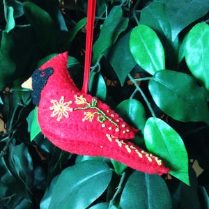 Felt Bird Ornament, Cardinal Ornament, Handmade Christmas Ornament, Felt Christmas Ornament,Christmas Decoration, Felt Ornament CTO273