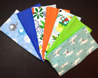 Child Handkerchiefs,Set of 7, Lunchbox Napkins, Child Prints Flannel Handkerchiefs,Reusable Tissues,Cloth Handkerchiefs,Unisex Hankies CH518