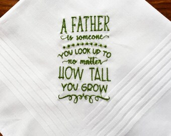 Fathers Day Handkerchief,  Fathers Day Gift, Dad Birthday Gift, Handkerchief, Embroidered Handkerchief Dad, MH70