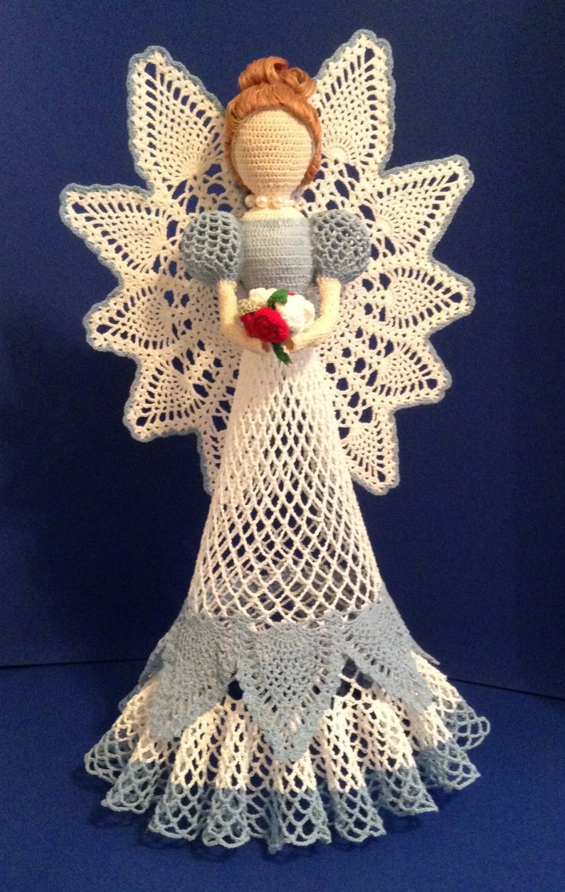 Angel Christening,Birthday Gift Mother/'s Day Gift Angel Decoration Decorative Angel Gift A600 Crochet Angel White Tall Crochet Angel