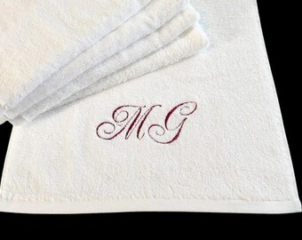 Hand Towels, Monogrammed Hand Towels, 2 Piece Cotton Terry Hand Towels, Embroidered Hand Towel Set, House Warming Gift, Hand Towels T19E