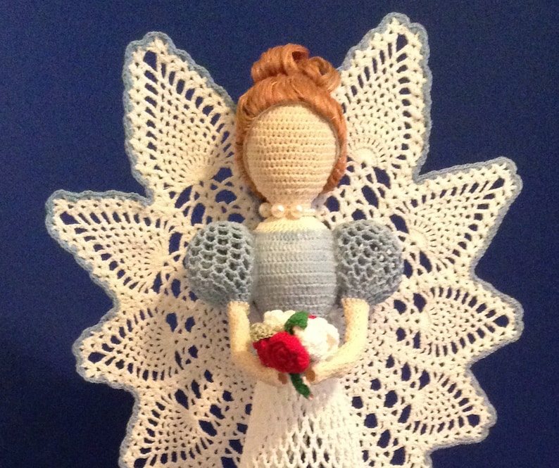 Angel Christening,Birthday Gift Mother/'s Day Gift Angel Decoration Decorative Angel Gift A600 Crochet Angel White Tall Crochet Angel