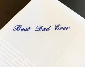 Fathers Day Handkerchief, Best Dad Ever Handkerchief, Fathers Day Gift,Dad Birthday Gift,Handkerchief,Embroidered Handkerchief for Dad, MH71