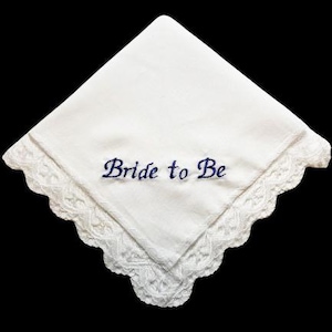 Handkerchief for Bride, Bride to Be Handkerchief, Embroidered Bride Handkerchief, Vintage Lace Handkerchief, Embroidered Handkerchief WED74