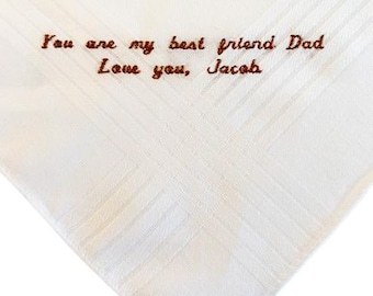 Embroidered Handkerchief, Father of the Groom Handkerchief, Embroidered Handkerchief for Father of the Groom, Embroidered Handkerchiefs MH91