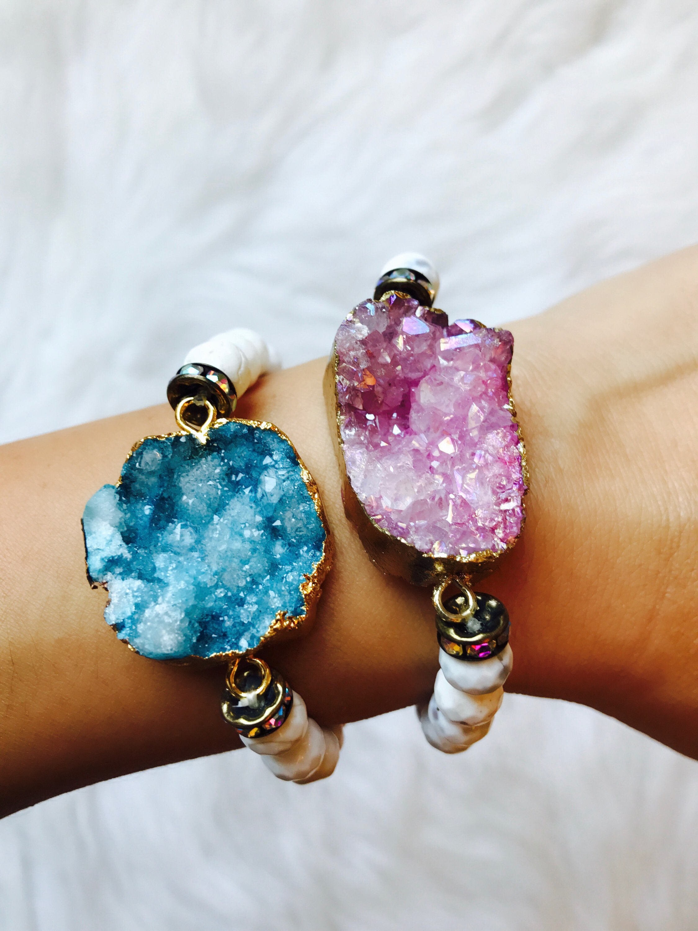 Druzy Bracelet, Druzy Jewelry, Druzy Jewelry Gift, Beaded Jewelry for…