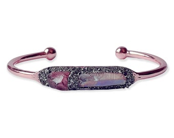 Handmade Angel Aura Quartz Ametrine Cuff Bracelet: Statement Jewelry
