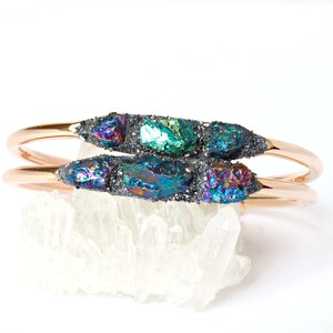 Raw Peacock Ore Bracelet, Iridescent Gemstone Boho Jewelry
