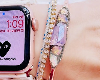 Rose Gold Bracelet, Angel Aura Quartz, Australian Opals