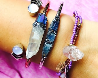 Raw Blue Sapphire Bracelet, Chakra Healing Jewelry, Best Friend Gift