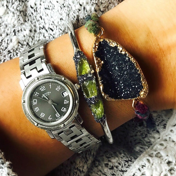 Raw Peridot Bracelet, August Birthstone, Handmade Jewelry