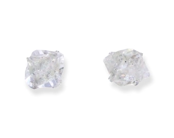 Raw Herkimer Diamond Stud Earrings, Sterling Silver Crystal Studs