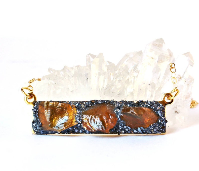 Raw Citrine Necklace, Raw Citrine Jewelry, Healing Crystal Necklace, Chakra Healing Necklace, November Birthstone Necklace image 1