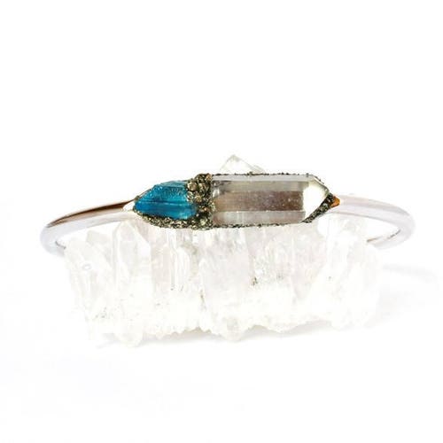 Tanzine Aura and Clear Quartz Bracelet / Raw Crystal Jewelry / - Etsy