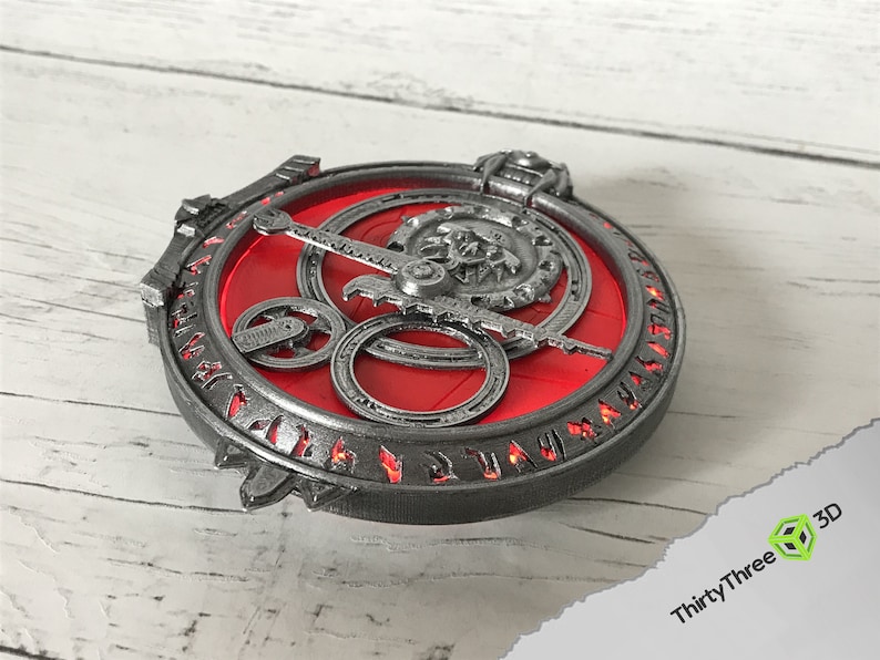 Trollhunters Amulet of Daylight / Eclipse, 3d Printed, rechargeable LED, Unofficial US Red