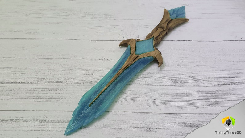 Skyrim Glass dagger, 3D Printed, Unofficial Blue