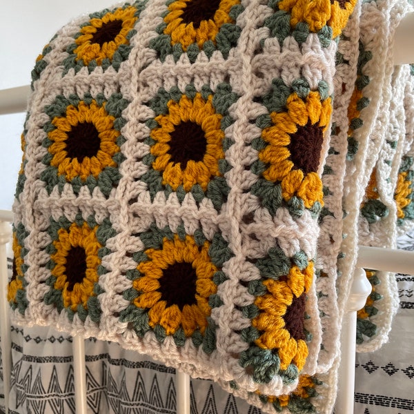 MADE TO ORDER // Sunflower Granny Square Blanket