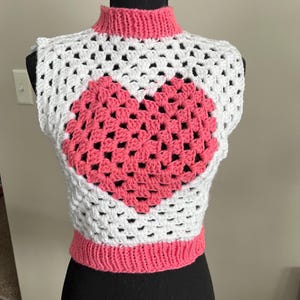 Granny Square Heart Sweater Vest, Size X-Small, Valentine’s Day