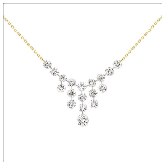 Floating Diamond Heart Necklace | Heart Diamond Pendant | Diamond Necklace |
