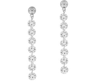 Long Diamond Earrings Long Drop Diamond Earrings Minimalist Jewelry Long Earrings Diamonds Diamond Solitaire Earrings