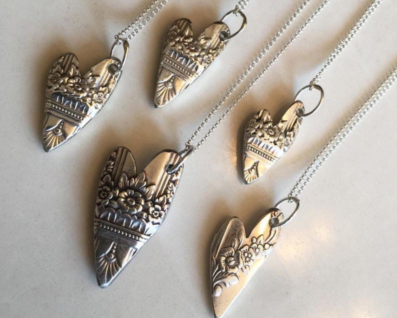 Silver spoon heart pendant on a sterling silver chain