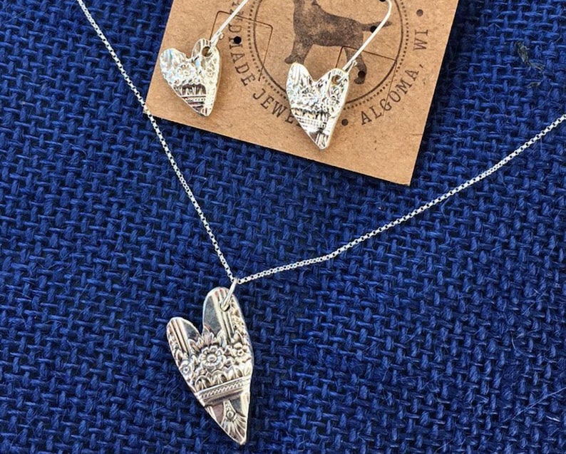 Silver spoon heart pendant on a sterling silver chain