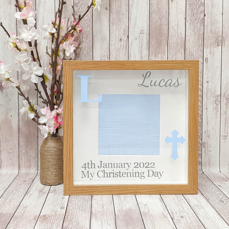 Personalised Wooden Christening Baby Boy Keepsake Photo Frame Etsy UK