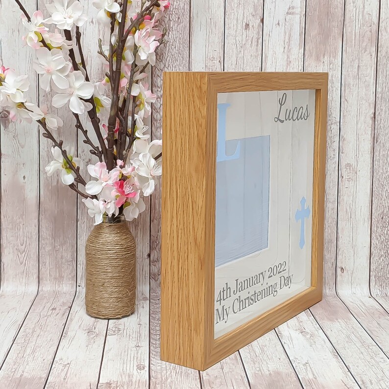 Personalised Wooden Christening Baby Boy Keepsake Photo Frame Etsy UK