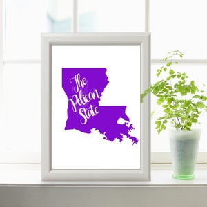 Louisiana state nickname - The Pelican State - INSTANT DIGITAL DOWNLOAD Wall art, 4 colors, state history