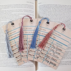 Jane Austen inspired library card bookmarks-Emma, Pride and Prejudice, Sense and Sensibility, Northanger Abbey