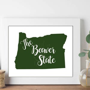 Oregon state nickname - The Beaver State - INSTANT DIGITAL DOWNLOAD Wall art, 4 colors, state history