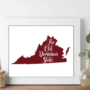 Virginia State Nickname Print: The Old Dominion State (Digital Download)