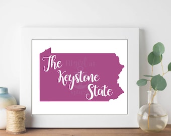 Pennsylvania Keystone State Print – 4 Color Options (Digital Download)