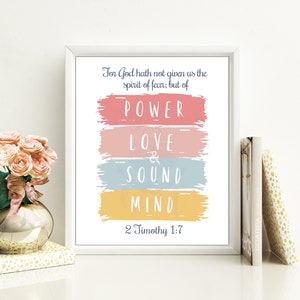 2 Timotheus 1:7 DIGITAL IMAGE Download, Bibel-Vers, Macht, Liebe, Sound-Geist, sofortiger Download, Bibel