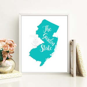 New Jersey state nickname - The Garden State - INSTANT DIGITAL DOWNLOAD Wall art, 4 colors, state history