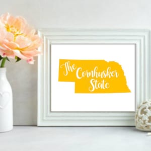 Nebraska state nickname - The Cornhusker State - INSTANT DIGITAL DOWNLOAD Wall art, 4 colors, state history