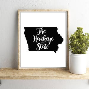 Iowa Hawkeye State Art Print: State Nickname, 4 Colors (Digital Download)