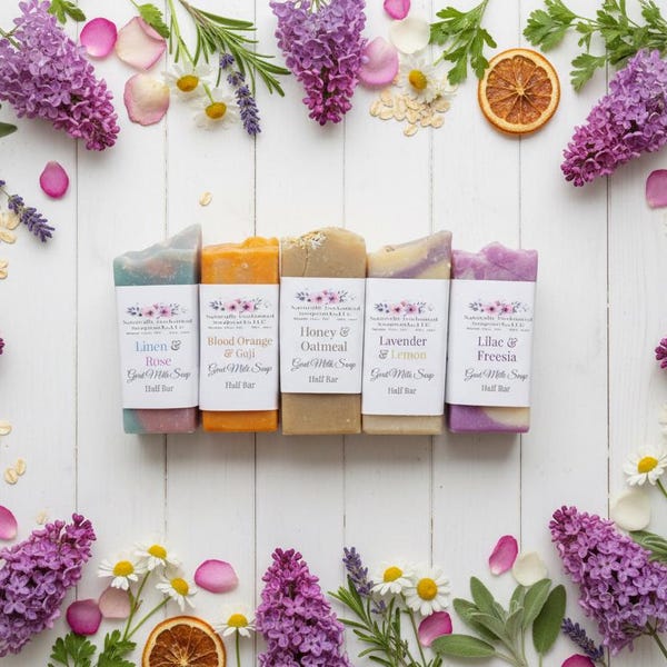 Handmade Goat Milk Half Bar Soaps: Natural Shea Butter Guest Mini Soap