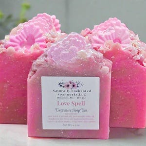 Love Spell Scented Handmade Soap Bar: Pink Artisan Soap
