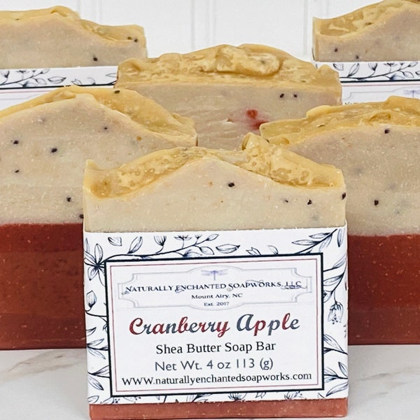 Cranberry Apple soap, handmade soap bar, Natural soap, soap, Body soap, Handcrafted soap, Artisan soap, body Soap, Solid Soap,