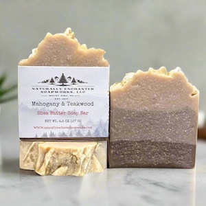 Mahogany Teakwood Men&#39;s Soap Bar: Handmade Rhassoul Clay Soap