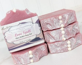 Love Spell Type Soap Bar, Handmade Soap, Cold Process soap, Artisan Body Soap, Homemade Soap bar, Pink Soap, Bath Soap, Beauty Bar